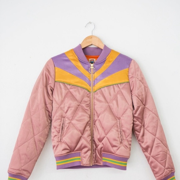 Classic Rock Couture Rising Sun Bomber Jacket Dusted Pink size M - Picture 4 of 17